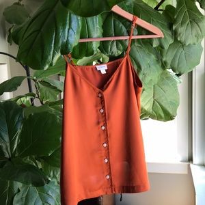 J Crew Strappy Button Down Cami Orange Small